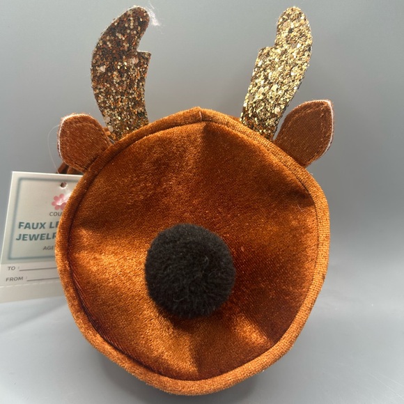 Target Bullseye Playground Christmas Reindeer Faux Leather Jewelry Case NEW - Picture 1 of 3